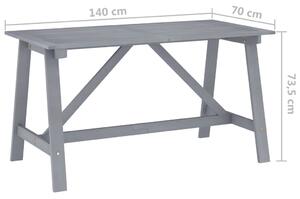 VidaXL szürke tömör akácfa kerti étkezőasztal 140 x 70 x 73,5 cm