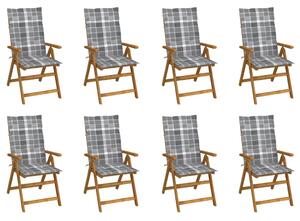 VidaXL 8 db összecsukható tömör akácfa kerti szék párnával