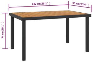 VidaXL barna alumínium és WPC kerti asztal 140 x 90 x 74 cm