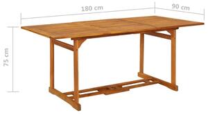 VidaXL tömör akácfa kerti étkezőasztal 180 x 90 x 75 cm