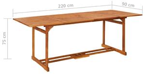 VidaXL tömör akácfa kerti étkezőasztal 220 x 90 x 75 cm