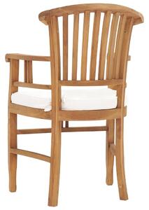 VidaXL 2 db tömör tíkfa kerti szék krémfehér párnákkal