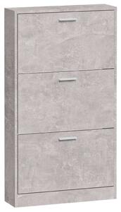 VidaXL Cipőtartó Szekrény - 3 Fiókos - Betonszürke - 59x17x108 cm