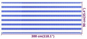 VidaXL kék-fehér HDPE erkélytakaró 90 x 300 cm