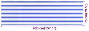 VidaXL kék-fehér HDPE erkélytakaró 75 x 400 cm