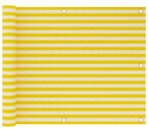 VidaXL sárga és fehér HDPE erkélytakaró 75 x 300 cm