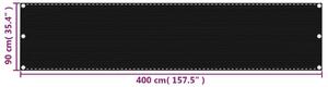 VidaXL fekete HDPE erkélyparaván 90 x 400 cm