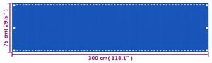 VidaXL kék HDPE erkélytakaró 75 x 300 cm