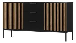 MEORATI komód, 150x80x40, artisan tölgy/fekete matt