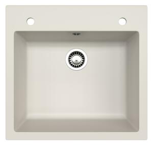 Gránit mosogató EOS Como + Kihúzható zuhanyfejes Shower csaptelep + dugókiemelő + szifon (fehér)