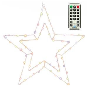 NEXOS Karácsonyi LED dekoráció ezüst csillag színes 50 cm
