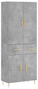 Betonszürke szerelt fa magasszekrény 69,5 x 34 x 180 cm