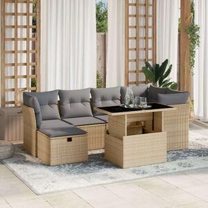 VidaXL Polyrattan Kerti Ülőgarnitúra - 7 részes - Bézs