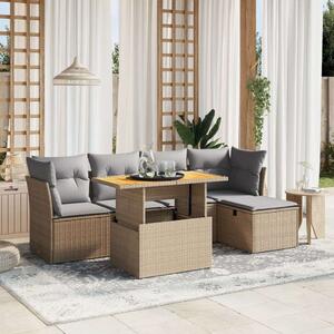 Polyrattan Kerti Ülőgarnitúra - 6 részes - Bézs