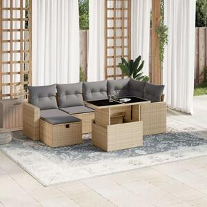 VidaXL Polyrattan Kerti Ülőgarnitúra - 7 részes - Bézs