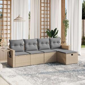 Polyrattan Kerti Ülőgarnitúra - 5 részes - Bézs