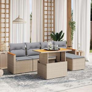 VidaXL Polyrattan Kerti Ülőgarnitúra - 6 részes - Bézs