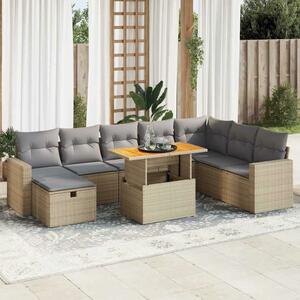 VidaXL Polyrattan Kerti Ülőgarnitúra - 9 részes, Bézs