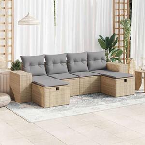 Polyrattan Kerti Ülőgarnitúra - 6 részes - Bézs