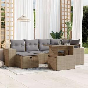 VidaXL Polyrattan Kerti Ülőgarnitúra - 7 részes - Bézs