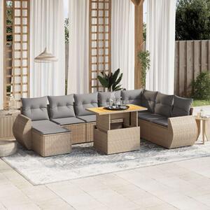 VidaXL Polyrattan Kerti Ülőgarnitúra - 9 részes - Bézs
