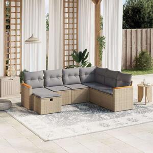 Polyrattan Kerti Ülőgarnitúra - 7 részes - Bézs