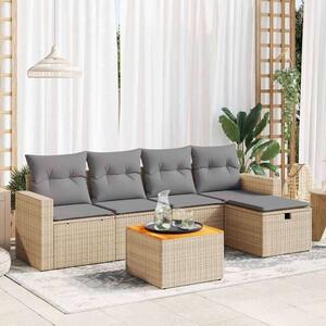 VidaXL Polyrattan Kerti Ülőgarnitúra - 6 részes - Bézs