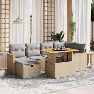 VidaXL Polyrattan Kerti Ülőgarnitúra - 7 részes - Bézs