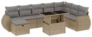 VidaXL Polyrattan Kerti Ülőgarnitúra - 9 részes - Bézs
