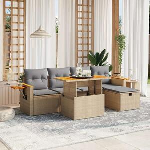 VidaXL Polyrattan Kerti Ülőgarnitúra - 6 részes - Bézs