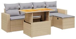 Polyrattan Kerti Ülőgarnitúra - 6 részes - Bézs