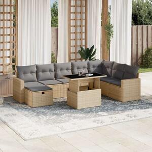 VidaXL Polyrattan Kerti Ülőgarnitúra - 9 részes - Bézs