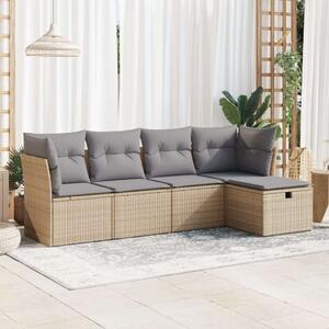 VidaXL Polyrattan Kerti Ülőgarnitúra - 5 részes - Bézs