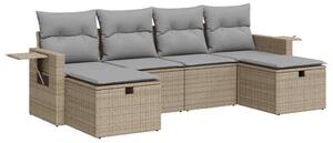 Polyrattan Kerti Ülőgarnitúra - 6 részes - Bézs