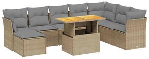 VidaXL Polyrattan Kerti Ülőgarnitúra - 9 részes - Bézs