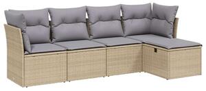 VidaXL Polyrattan Kerti Ülőgarnitúra - 5 részes - Bézs