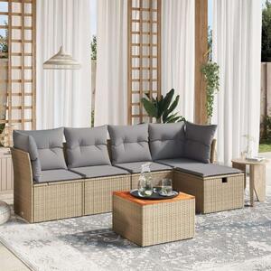 VidaXL Polyrattan Kerti Ülőgarnitúra - 6 részes, Bézs