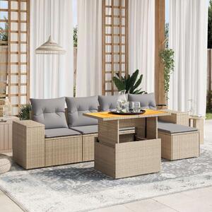 Polyrattan Kerti Ülőgarnitúra - 6 részes - Bézs
