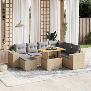 VidaXL Polyrattan Kerti Ülőgarnitúra - 8 részes - Bézs