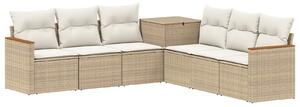 VidaXL Kanapé Szett 7 db Beige és Krémszínű Poli rattan és acél