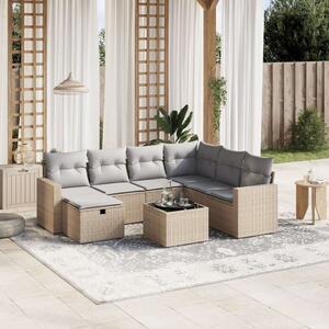 Polyrattan Kerti Ülőgarnitúra - 8 részes - Bézs