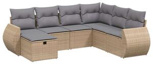 Polyrattan Kerti Ülőgarnitúra - 7 részes - Bézs