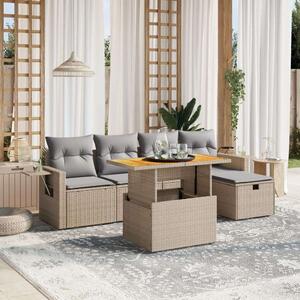 VidaXL Polyrattan Kerti Ülőgarnitúra - 6 részes - Bézs