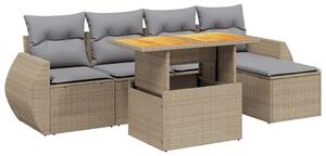 VidaXL Polyrattan Kerti Ülőgarnitúra - 6 részes - Bézs