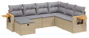 Polyrattan Kerti Ülőgarnitúra - 7 részes - Bézs