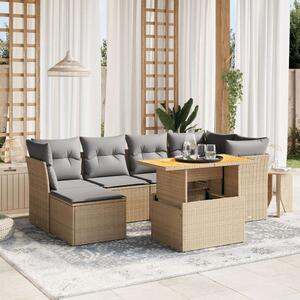 VidaXL Polyrattan Kerti Ülőgarnitúra - 7 részes - Bézs