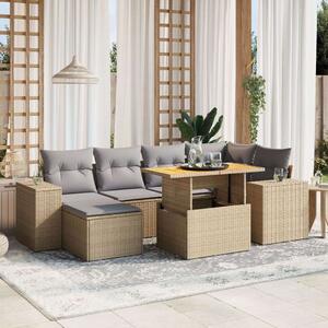 VidaXL Polyrattan Kerti Ülőgarnitúra - 7 részes - Bézs