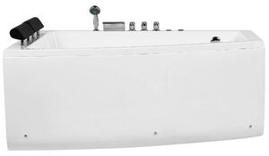 Jobb oldali fehér whirlpool masszázskád LED világítással 182 x 122 cm SERRANA