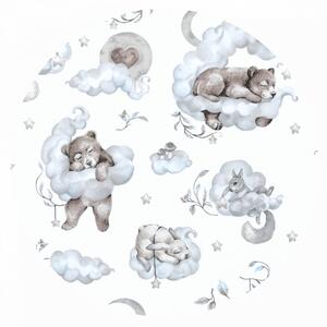 Baby Shop fejvédő kiságyba - Felhőn alvó állatok kék