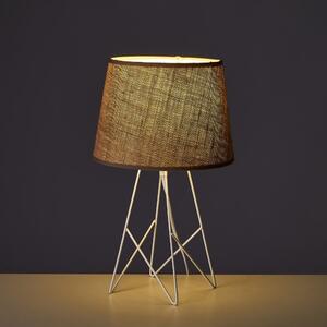 Fehér-natúr színű asztali lámpa textil búrával (magasság 38,5 cm) – Casa Selección